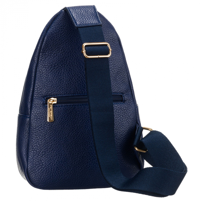 Geantă mică de umăr sau crossbody pentru femei, urbană, bleumarin cu accesorii aurii, piele ecologică, Peterson PTR-PTN SSY-1-F19 NAVY [4]