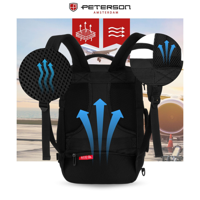 Rucsac de călătorie negru din poliester cu două compartimente, perfect pentru bagajul de mână - Peterson PTR-PTN GAWRON-6-9621 BL [11]