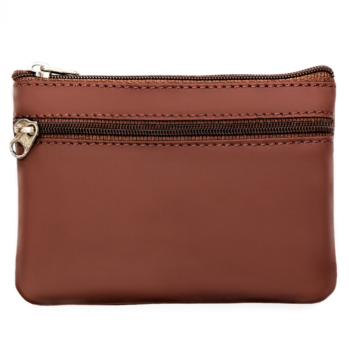 Husa maro pentru chei din piele naturala cu fermoar PTR-34802-ACL-1107 BROWN [1]