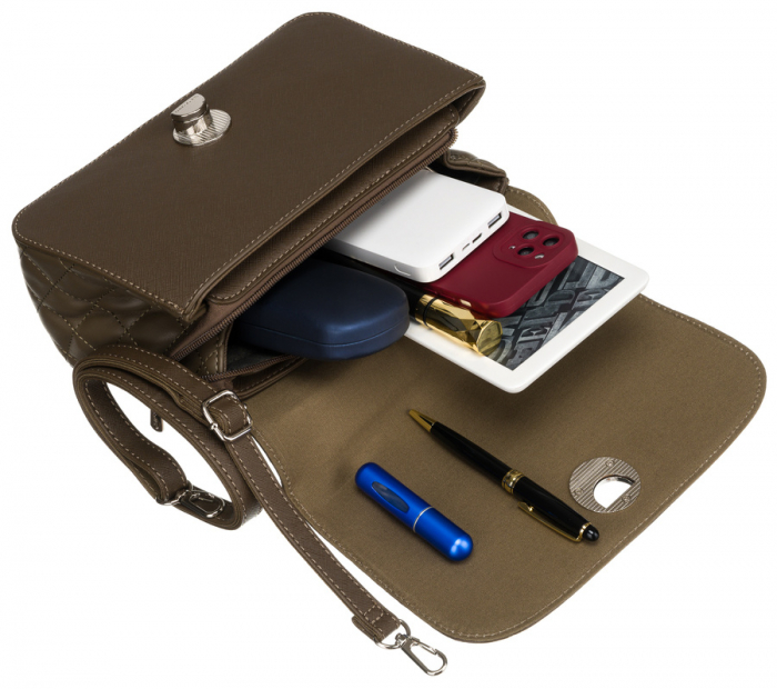 Geantă messenger elegantă kaki cu închidere pivotantă - David Jones PTR-6835-1 KHAKI [5]