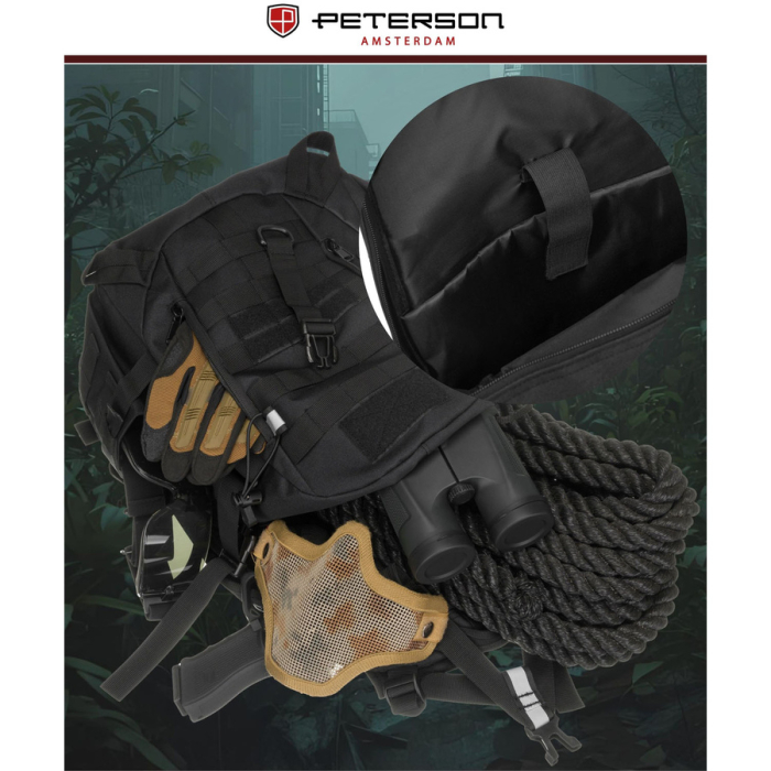 Rucsac militar sport negru cu bretele reglabile - Peterson PTR-PTN BL075-8076 BLACK [12]