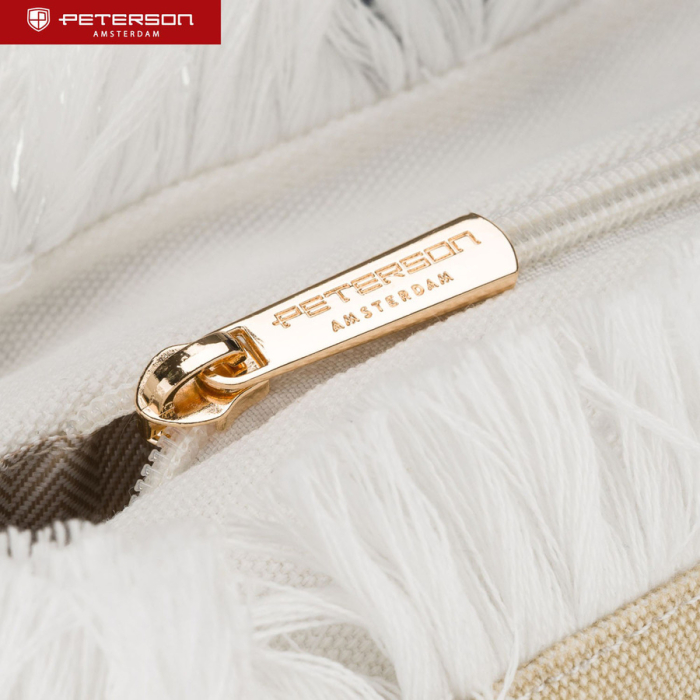 Geantă mare de plajă cu fermoar, albă și bej, geantă shopper - Peterson PTR-PTN MX05-M-WHITE-BEI [6]