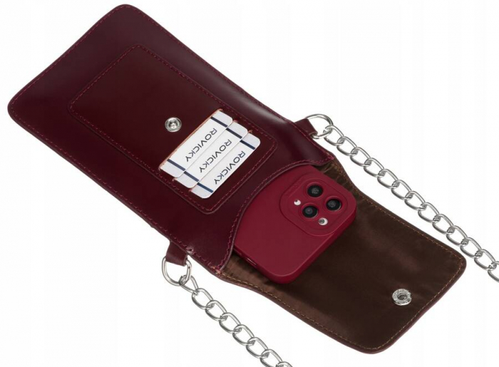 Mini poseta-portofel din piele naturala - 4U Cavaldi PTR-1642-SB-4738 CHERRY [6]