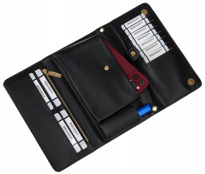 Geanta de mana neagra, eleganta 2 in 1 din piele ecologica lacuita - Rovicky PTR-R-MW-01-6083 BL [6]