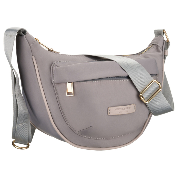 Geantă de damă gri din nylon, cu curea reglabilă și închidere cu fermoar - Peterson PTR-PTN JN-14-0306 GRAY [1]