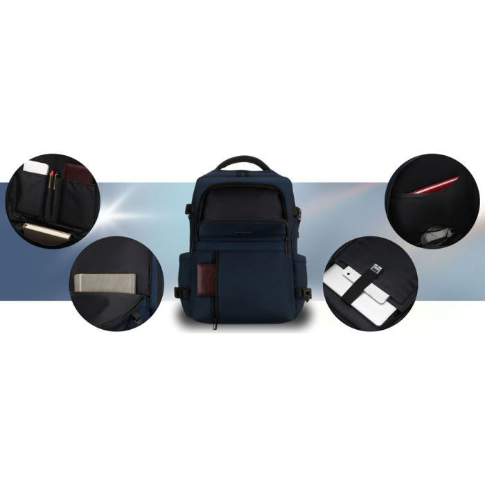Rucsac de călătorie bleumarin din poliester cu compartiment pentru laptop și bretele reglabile - Peterson PTR-PTN HY241-7031 NAVY [16]