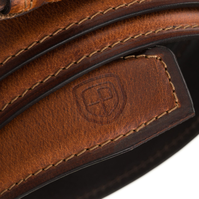 Curea bărbătească din piele maro cu cataramă clasică și două găici - Peterson PTR-PTN LTP-32 [5]