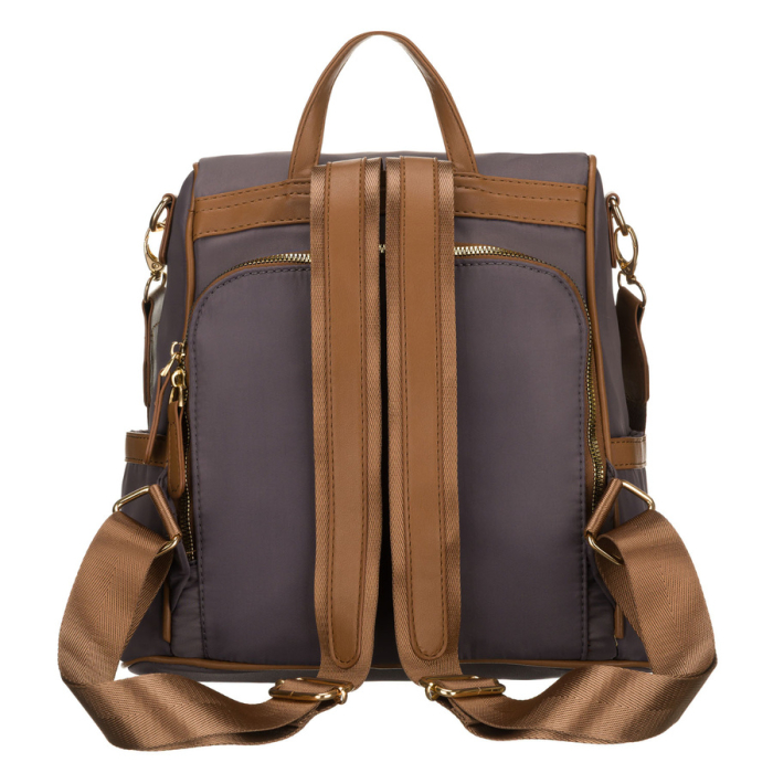 Rucsac gri de damă din nailon și piele ecologică cu curea detașabilă, compartiment unic - Peterson PTR-PTN JN-12-0238 GRAY [9]