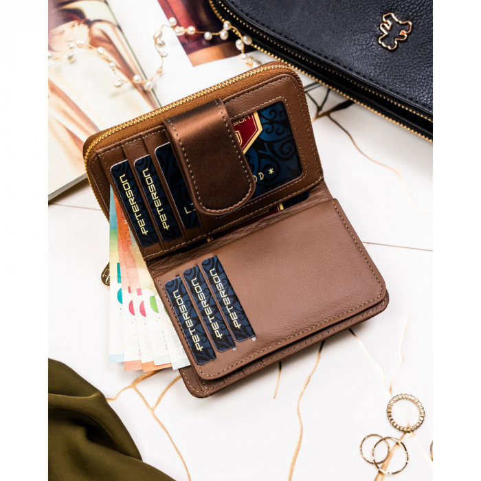 Portofel din piele pentru femei Peterson PTR-PTN PS115-HNL BROWN [6]