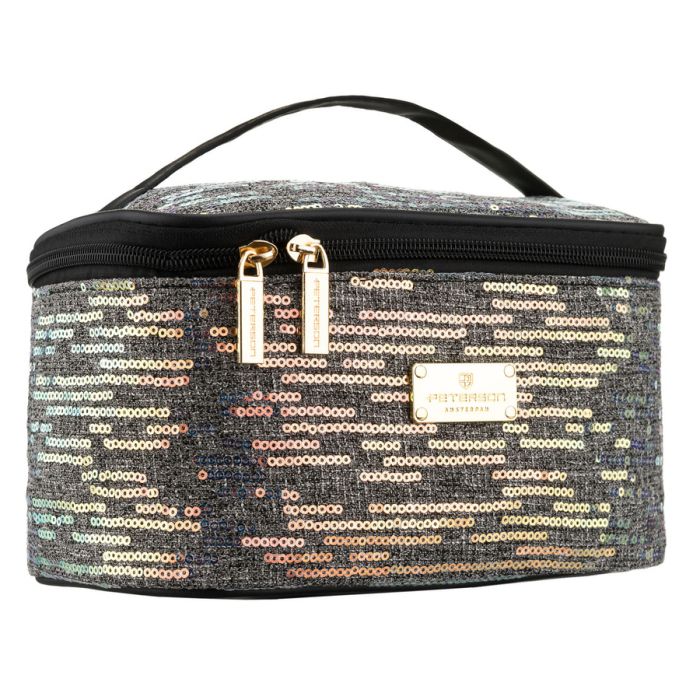 Geantă cosmetică de călătorie din material sintetic negru, decorată cu paiete - Peterson PTR-PTN KOS-DA-18-3545 B [1]