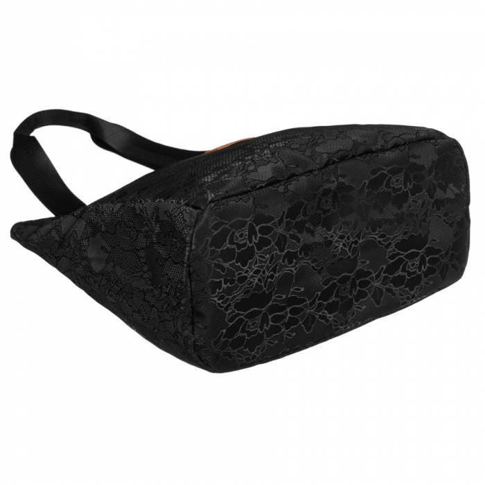 Geantă de damă neagră din poliester cu mânere confortabile și buzunar exterior cu fermoar - Rovicky PTR-R-TZ-01-2370 BLACK W [9]