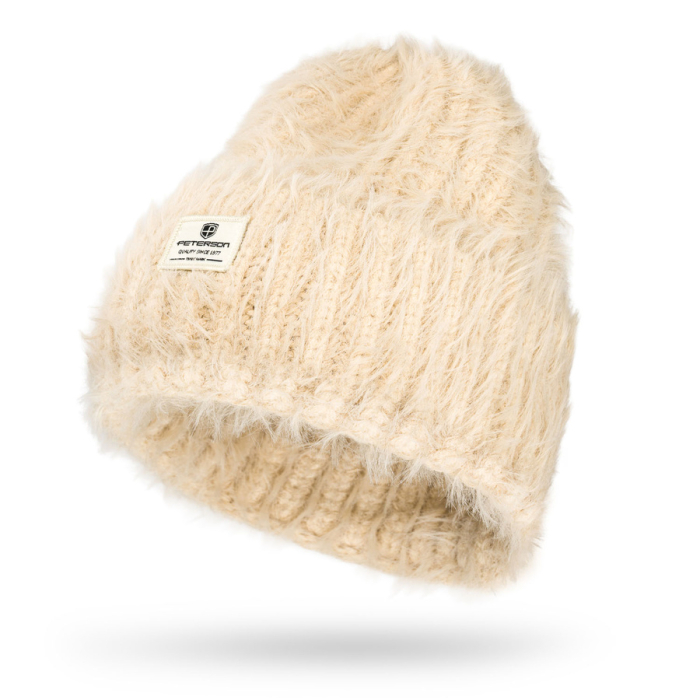 Căciulă beanie bej pentru femei, confecționată din nailon, acoperită cu o textură care imită blana - Peterson PTR-PTN HAT-11-5554 KHAK [1]