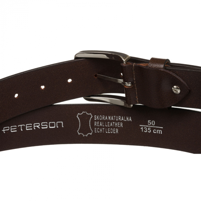 Curea bărbătească lată din piele , cu cataramă clasică - Peterson PTR-PTN LTP-TWT-85 BRO [4]