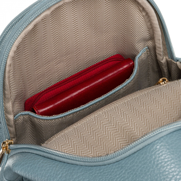 Geantă mică elegantă de damă, albastră, din piele ecologică, decorată cu accesorii aurii, geantă crossbody Peterson PTR-PTN SSY-1-F19 BLUE [7]
