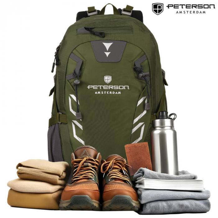 Rucsac de drumeție sport verde aventură cu fluier de salvare - Peterson PTR-PTN JPS-01-8474 GREE [5]