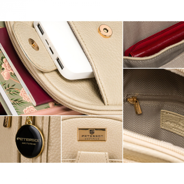 Geantă crossbody bej pentru femei, la modă și funcțională, confecționată din piele ecologică Peterson PTR-PTN SSY-1-F19 D.BEIG [8]