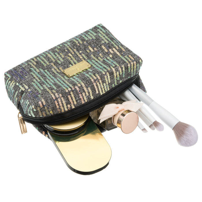 Geantă cosmetică neagră din poliester decorată cu paiete, închidere cu fermoar - Peterson PTR-PTN KOS-DA-19-3576 B [7]