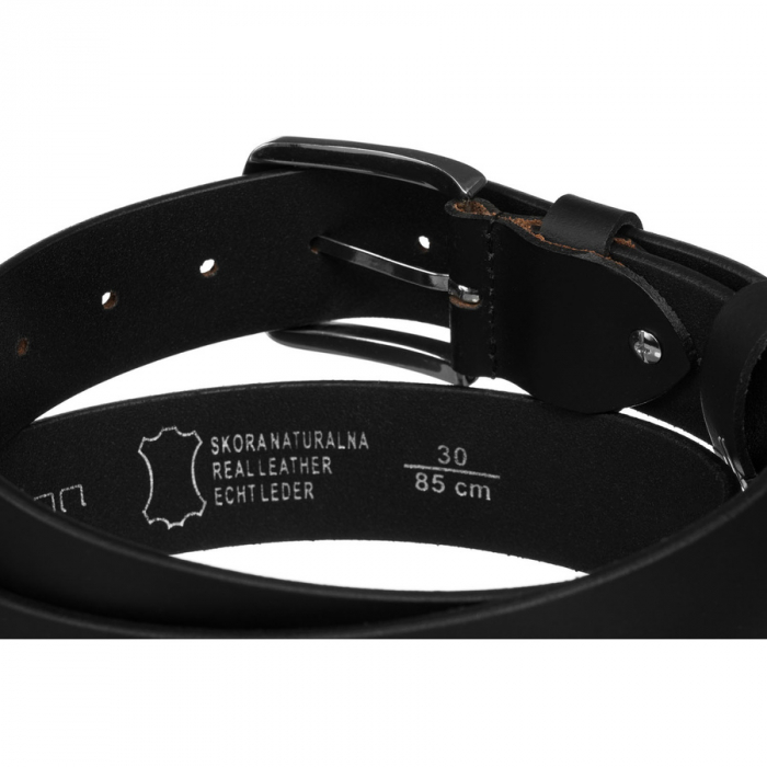 Curea elegantă, neagră, pentru bărbați, din piele naturală - Peterson PTR-PTN LTP-SMO-85 BLACK [6]