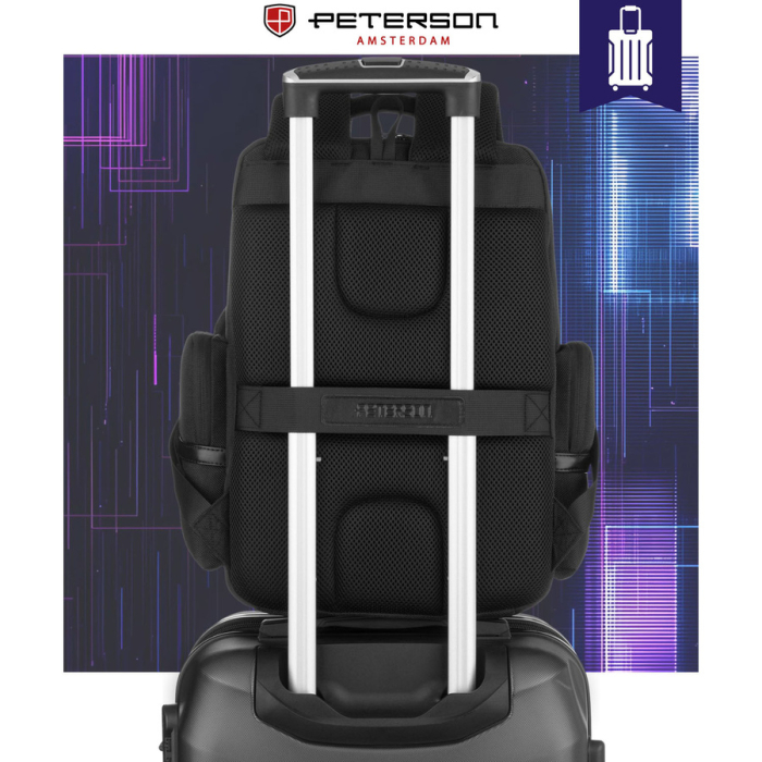 Rucsac de călătorie negru din poliester cu bretele reglabile - Peterson PTR-PTN HY243-7062 BLACK [9]