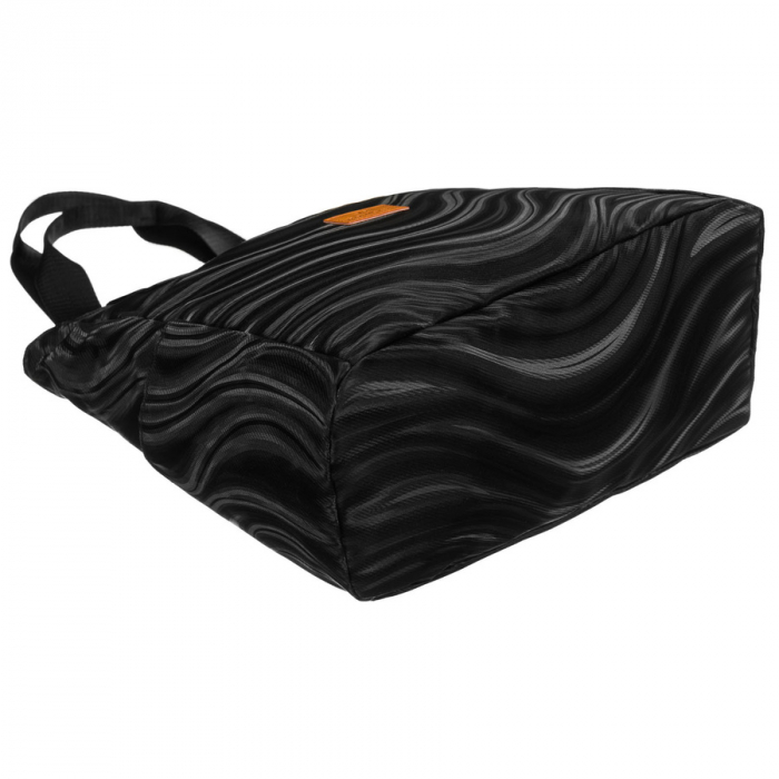 Geantă mare de damă din poliester negru cu model ondulat - Rovicky PTR-R-TZ-01-2394 BLACK W [9]