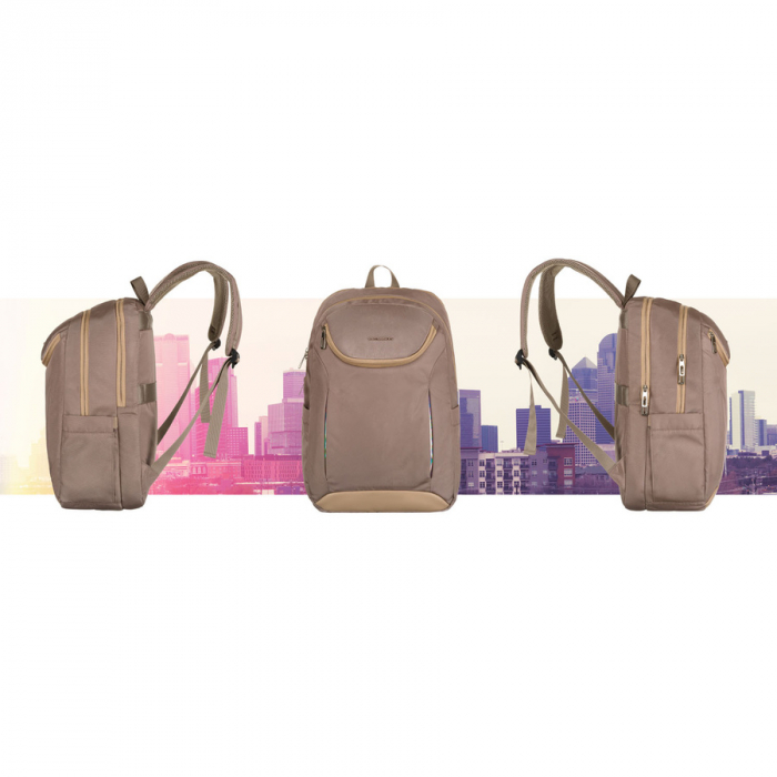 Rucsac încăpător și sport, confecționat din nailon bej, suspendat pe bretele reglabile - Peterson PTR-PTN 24400-6928 BEIGE [8]