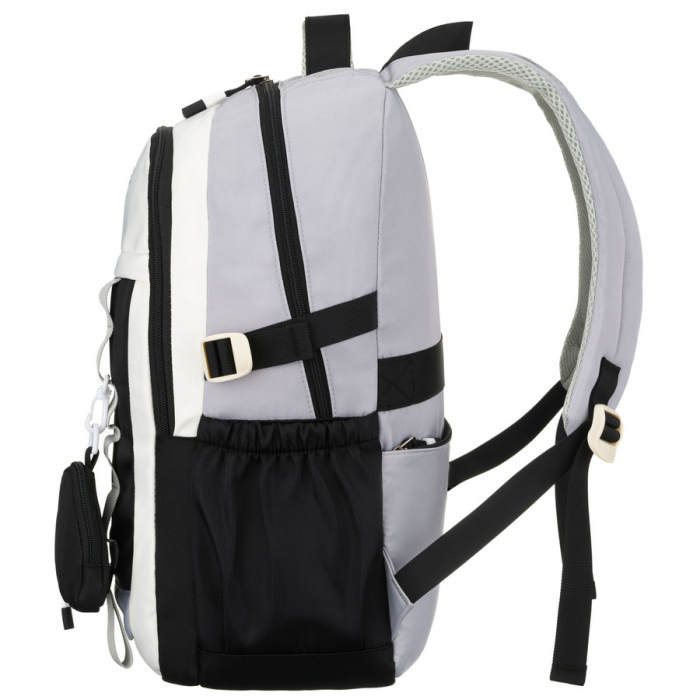 Ghiozdan școlar alb-negru din poliester cu o husă suplimentară practică - Peterson PTR-PTN 8603-1310 BLACK [4]