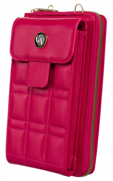 Mini portofel-poșetă 2în1 cu o curea lungă, detașabilă - 4U Cavaldi PTR-M-16-1392 MAGENTA [3]