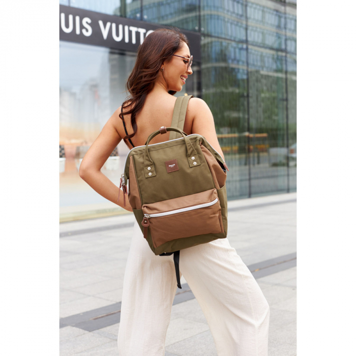 Rucsac pentru laptop impermeabil Himawari verde și maro cu port USB PTR-1881-35(1) [6]