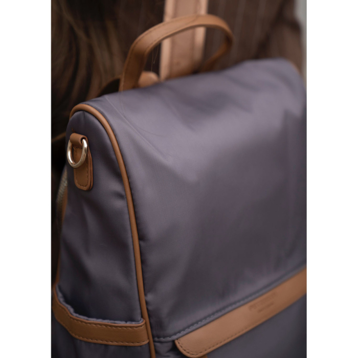 Rucsac gri de damă din nailon și piele ecologică cu curea detașabilă, compartiment unic - Peterson PTR-PTN JN-12-0238 GRAY [10]