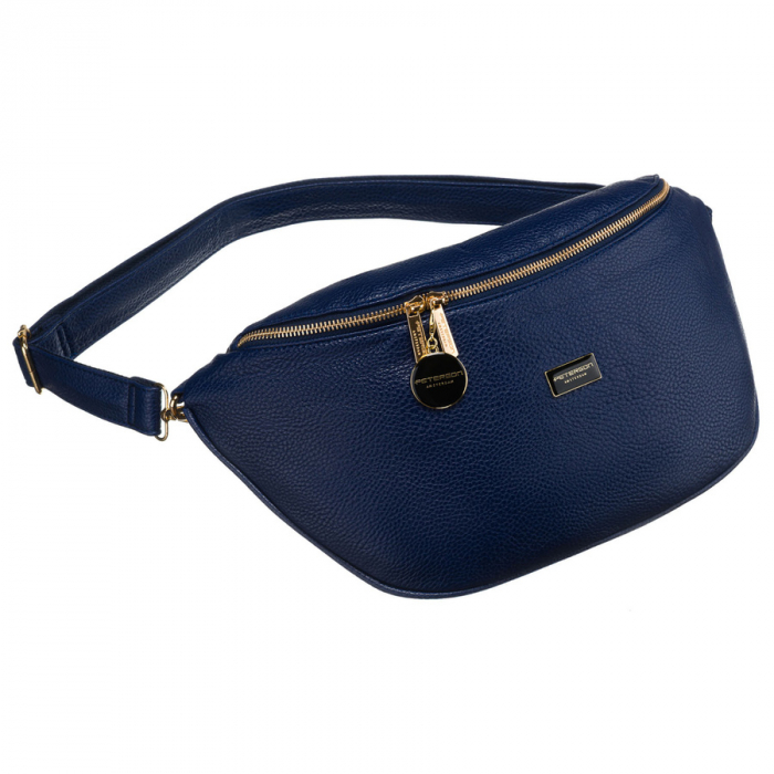 Borsetă mare de damă bleumarin, geantă crossbody din piele ecologică, Peterson PTR-PTN SSY-3-F19 NAVY [1]