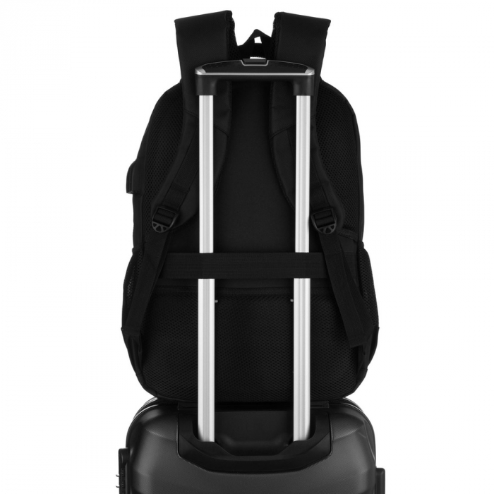 Rucsac școlar negru din poliester cu port USB - Peterson PTR-PTN BHX-03-7086 Bl [11]