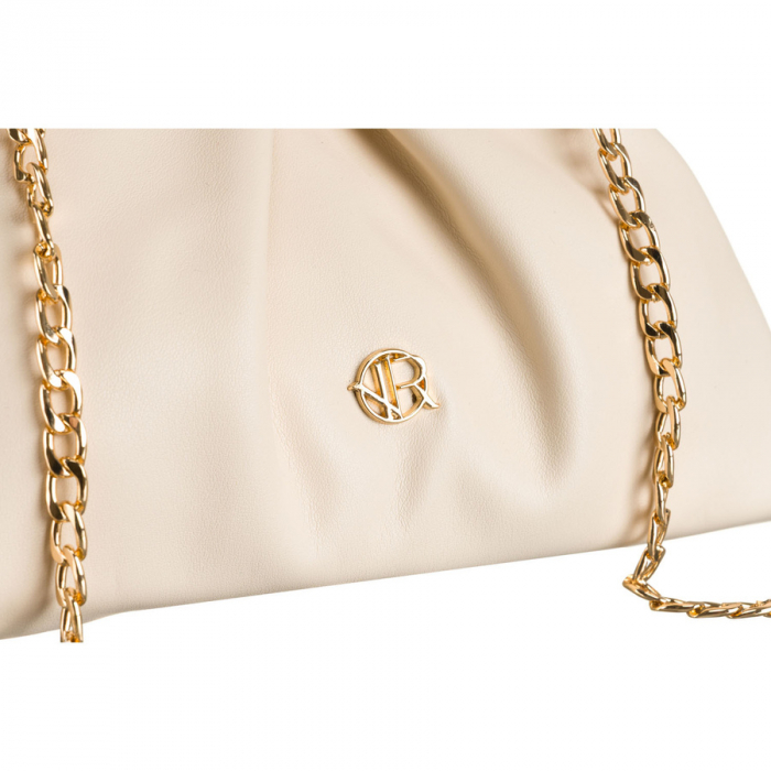Geantă tip clutch bej pentru femei, din piele ecologică, suspendată pe un lanț - Rovicky PTR-R-XS020-4160 BEIGE [4]
