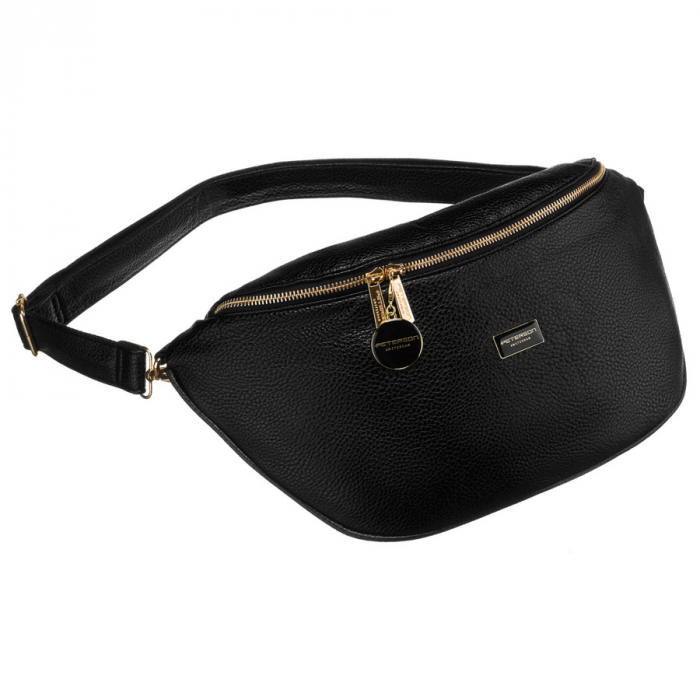 Geantă mare de damă neagră din piele ecologică, geantă de talie sau de umăr, geantă crossbody, Peterson PTR-PTN SSY-3-F19 BLACK [1]