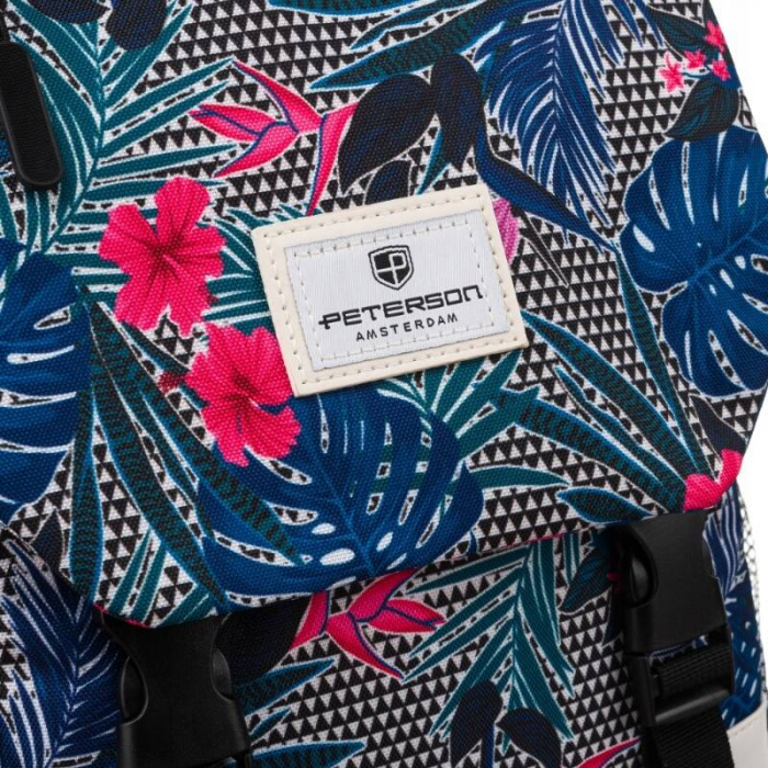 Rucsac pentru școală sport cu model de plante cu buzunar frontal - Peterson PTR-PTN 79907-8306 PRINT [6]