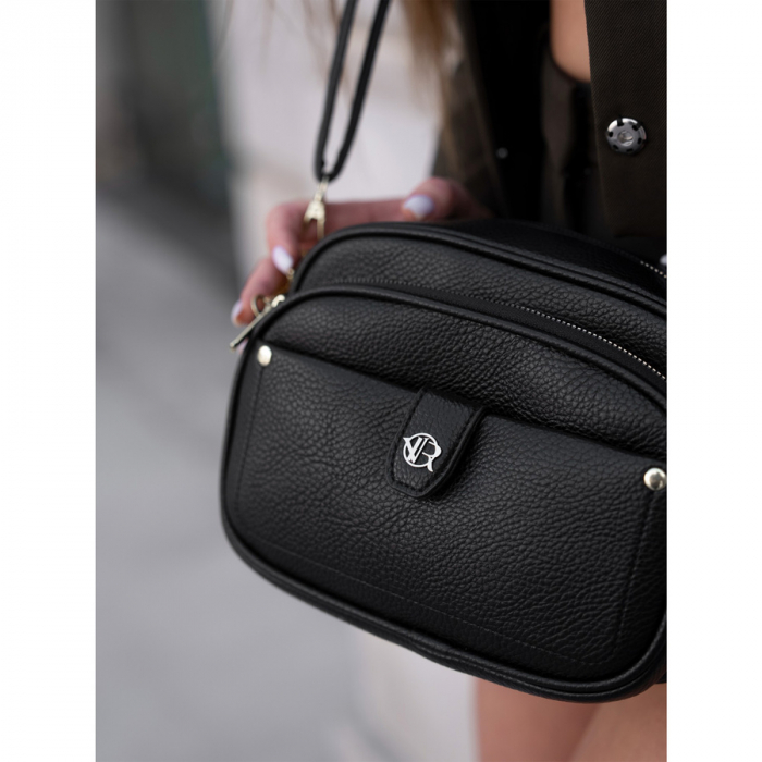 Geantă și borsetă neagră pentru femei cu curea - Rovicky R-KP-17-A19-0224 BLA [5]