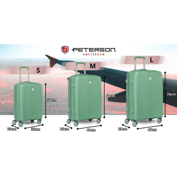 Set de valize de călătorie din plastic ABS verde - Peterson PTR-PTN PP-09-SET3-1471 [2]