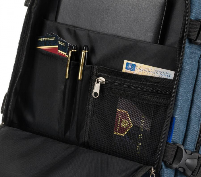 Rucsac de călătorie, impermeabil din poliester, cu spațiu pentru laptop - Peterson PTR-PTN PLG-02-T NA+BL [13]