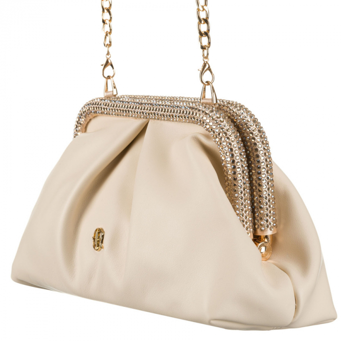 Geantă tip clutch bej pentru femei, din piele ecologică, suspendată pe un lanț - Rovicky PTR-R-XS020-4160 BEIGE [5]