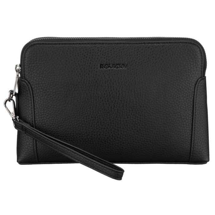 Geantă bărbătească clasică, neagră, din piele ecologică, cu fermoar - Rovicky PTR-R-SDR-01-1631 BLACK [2]