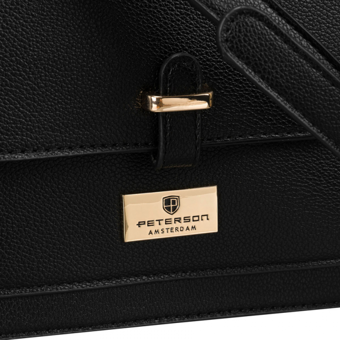 Geantă de damă neagră, urbană, din piele ecologică - Peterson PTN TOR-ALE-21 BLACK [6]