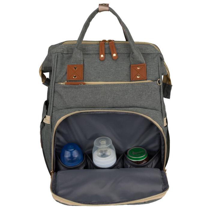 Rucsac spațios pentru mame, fabricat din poliester gri, echipat cu port USB - Peterson [5]