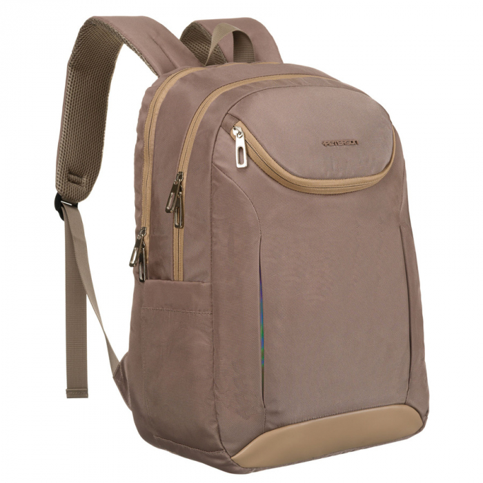 Rucsac încăpător și sport, confecționat din nailon bej, suspendat pe bretele reglabile - Peterson PTR-PTN 24400-6928 BEIGE [2]