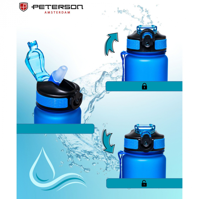 Sticlă de apă Tritan albastră 1000 ml - Peterson PTR-PTN HY-8014-1L-9607 [10]