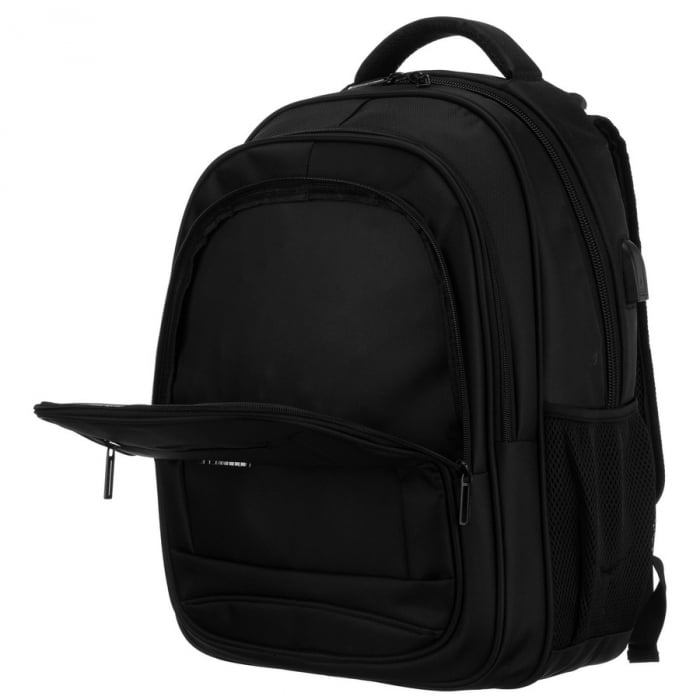 Ghiozdan școlar pentru copii, din poliester, de culoare neagră, cu bretele reglabile - Peterson PTR-PTN BHX-02-9778 Bl [10]