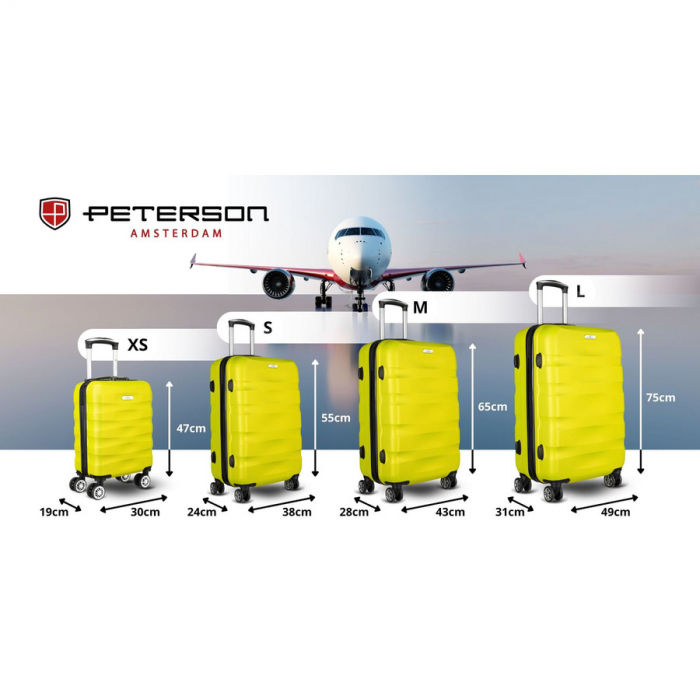 Valiză mică de cabină galbenă cu roți detașabile - Peterson PTR-PTN 5806-W-XS-4428 Y [5]