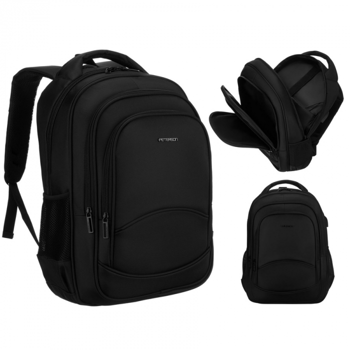 Rucsac școlar negru din poliester cu port USB - Peterson PTR-PTN BHX-03-7086 Bl [2]