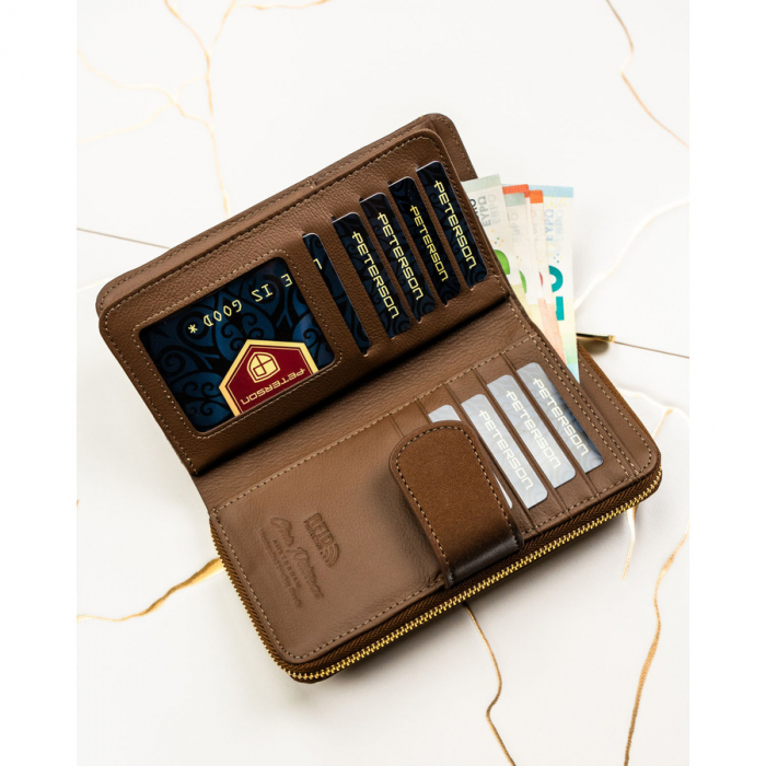 Portofel din piele pentru femei Peterson PTR-PTN PS116-HNL BROWN [6]