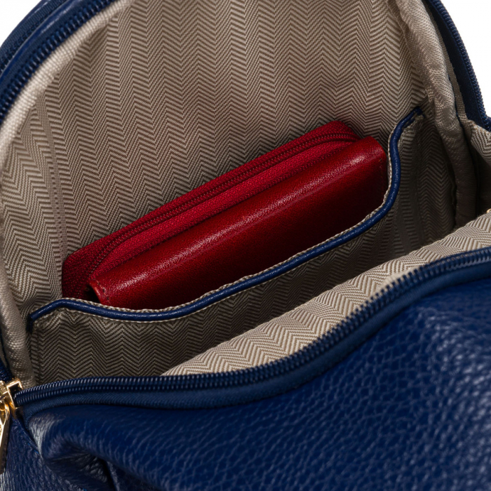 Geantă mică de umăr sau crossbody pentru femei, urbană, bleumarin cu accesorii aurii, piele ecologică, Peterson PTR-PTN SSY-1-F19 NAVY [7]