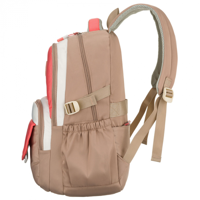 Rucsac școlar pentru copii din poliester bej și roz cu compartiment pentru laptop - Peterson PTR-PTN 8592-1372 BEIGE [4]