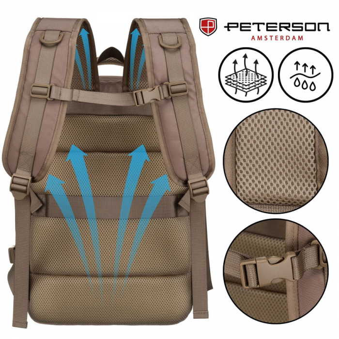 Rucsac de călătorie bej cu port USB - Peterson PTR-PTN 24421-5081 BEIGE [11]